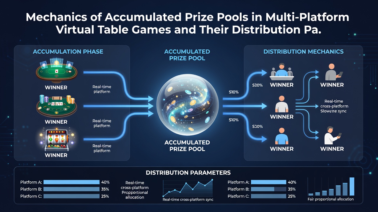 Chart illustrating distribution patterns of accumulated prize pools across different virtual table game formats and regions
