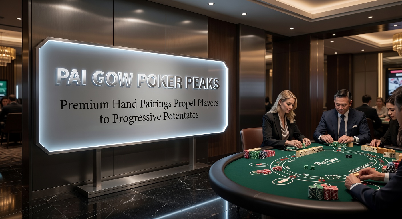 Close-up of a Pai Gow Poker table displaying a progressive jackpot meter nearing $1 million, with premium cards like aces and kings laid out