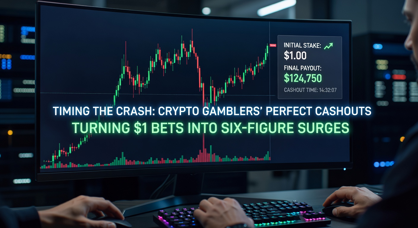 Screenshot of a crypto crash game interface displaying a massive 50,000x multiplier cashout, with cryptocurrency icons and a triumphant payout notification